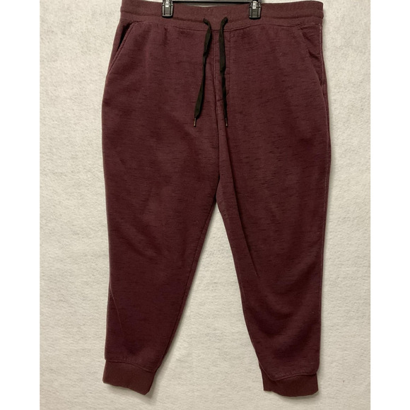George Pants Mens XL Burgundy Sherpa Lined Joggers Sweatpants Drawstring Pockets - Picture 1 of 12